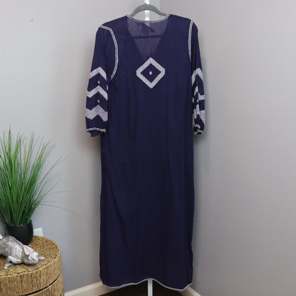 Gretchen Scott Navy Embroidered Tunic Dress Size M - Picture 2 of 3